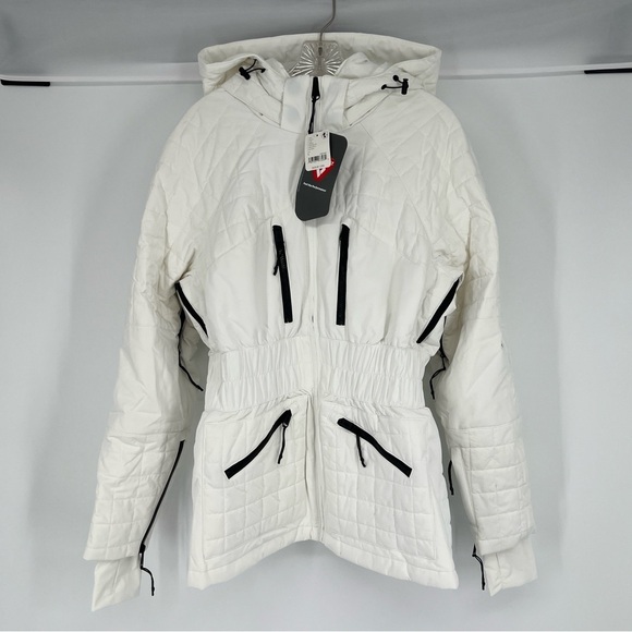Free People All Prepped White Quilted Long Winter Ski Snowboarding Coat L NWT - Picture 2 of 13